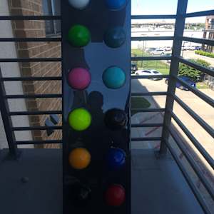 Resin Sphere Modern Art Original, Fun, Colorful on Navy Midnight Blue Pearl Background by Tana Hensley, Image 14.