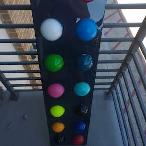 Resin Sphere Modern Art Original, Fun, Colorful on Navy Midnight Blue Pearl Background by Tana Hensley, Image 15.