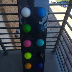 Resin Sphere Modern Art Original, Fun, Colorful on Navy Midnight Blue Pearl Background by Tana Hensley, Image 9.