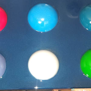 Resin Sphere Modern Art Original, Fun, Colorful on Navy Midnight Blue Pearl Background by Tana Hensley, Image 19.