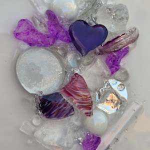 Resin Glass Abstract Tree in Purple, Voilet with Silver Leaf and Mirror Glass  6x12 by Tana Hensley, Image 3.