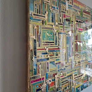 7 Layer Mosaic + Resin Textured Collage on Cradled Wood 24x24x1.5 inch by Tana Hensley 