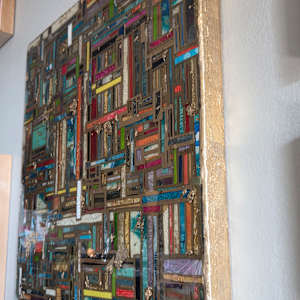 7 Layer Mosaic + Resin Textured Collage on Cradled Wood 24x24x1.5 inch by Tana Hensley 