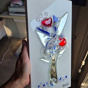 Glass Resin Abstract Tree (Red & Blue) by Tana Hensley 