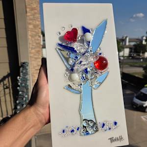 Glass Resin Abstract Tree (Red & Blue) by Tana Hensley 