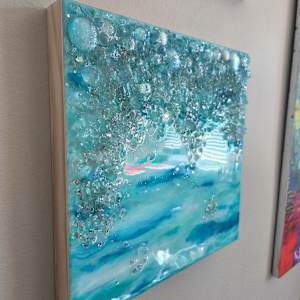 Abstract Ocean Theme w Glass, Crystals, & Sparkle Dust Resin Art by Tana Hensley, Image 4.