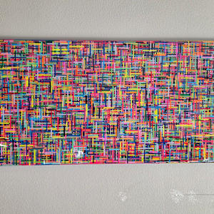 BRIGHT, BOLD, COLORFUL MOSAIC STYLE MULTILAYER  RESIN COLLAGE ON GALLERY CRADLED WOOD PANEL by Tana Hensley, Image 7.