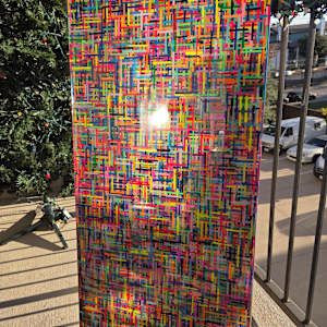 BRIGHT, BOLD, COLORFUL MOSAIC STYLE MULTILAYER  RESIN COLLAGE ON GALLERY CRADLED WOOD PANEL by Tana Hensley, Image 3.