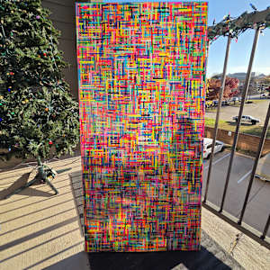 BRIGHT, BOLD, COLORFUL MOSAIC STYLE MULTILAYER  RESIN COLLAGE ON GALLERY CRADLED WOOD PANEL by Tana Hensley, Image 6.