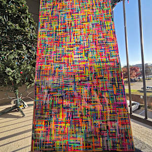 BRIGHT, BOLD, COLORFUL MOSAIC STYLE MULTILAYER  RESIN COLLAGE ON GALLERY CRADLED WOOD PANEL by Tana Hensley, Image 4.
