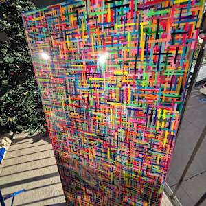 BRIGHT, BOLD, COLORFUL MOSAIC STYLE MULTILAYER  RESIN COLLAGE ON GALLERY CRADLED WOOD PANEL by Tana Hensley, Image 2.