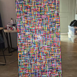 COLORFUL, BRIGHT, VIBRANT MOSAIC STYLE MULTILAYER RESIN COLLAGE ON GALLERY CRADLED WOOD PANEL by Tana Hensley, Image 5.
