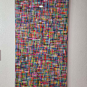 COLORFUL, BRIGHT, VIBRANT MOSAIC STYLE MULTILAYER RESIN COLLAGE ON GALLERY CRADLED WOOD PANEL by Tana Hensley, Image 11.