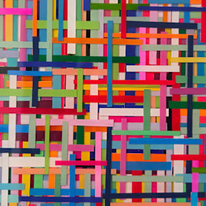 COLORFUL, BRIGHT, VIBRANT MOSAIC STYLE MULTILAYER RESIN COLLAGE ON GALLERY CRADLED WOOD PANEL by Tana Hensley, Image 7.