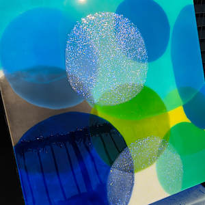 ABSTRACT RESIN CIRCLES IN RICH ULTRAMARINE BLUE, BRIGHT GREEN, & OPAL by Tana Hensley, Image 12.