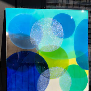 ABSTRACT RESIN CIRCLES IN RICH ULTRAMARINE BLUE, BRIGHT GREEN, & OPAL by Tana Hensley, Image 11.