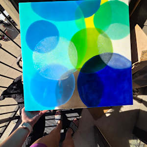 ABSTRACT RESIN CIRCLES IN RICH ULTRAMARINE BLUE, BRIGHT GREEN, & OPAL by Tana Hensley, Image 10.