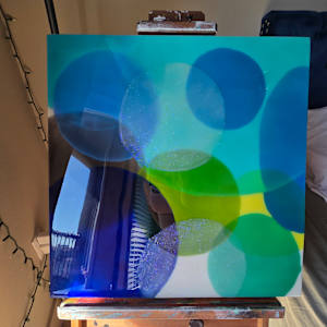 ABSTRACT RESIN CIRCLES IN RICH ULTRAMARINE BLUE, BRIGHT GREEN, & OPAL by Tana Hensley, Image 4.