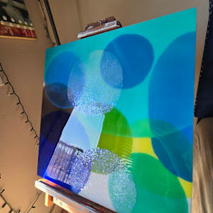ABSTRACT RESIN CIRCLES IN RICH ULTRAMARINE BLUE, BRIGHT GREEN, & OPAL by Tana Hensley, Image 7.