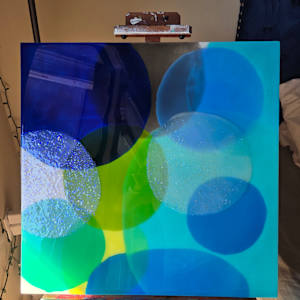 ABSTRACT RESIN CIRCLES IN RICH ULTRAMARINE BLUE, BRIGHT GREEN, & OPAL by Tana Hensley, Image 5.