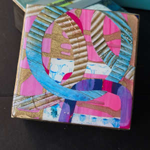 Modern Art 4x4x1⅝" Abstract Collage Mini's by Tana Hensley, Image 23.