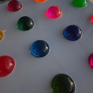 Colorful Resin Polka Dot Art on 24x24x1 Wood Panel by Tana Hensley, Image 10.