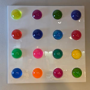 Colorful Resin Polka Dot Art on 24x24x1 Wood Panel by Tana Hensley, Image 9.