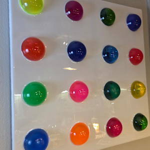 Colorful Resin Polka Dot Art on 24x24x1 Wood Panel by Tana Hensley, Image 6.