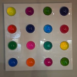 Colorful Resin Polka Dot Art on 24x24x1 Wood Panel by Tana Hensley, Image 7.