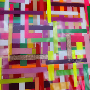 "Technicolor Grid" - Resin Mosaic Multilayer Artwork by Tana Hensley, Image 9.