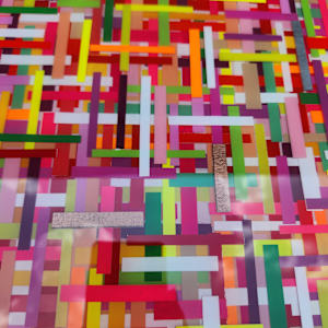 "Technicolor Grid" - Resin Mosaic Multilayer Artwork by Tana Hensley, Image 4.