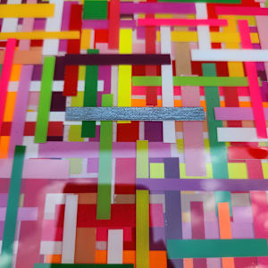 "Technicolor Grid" - Resin Mosaic Multilayer Artwork by Tana Hensley, Image 6.