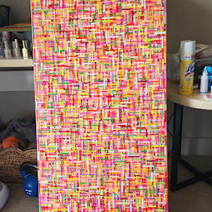 "Technicolor Grid" - Resin Mosaic Multilayer Artwork by Tana Hensley, Image 2.