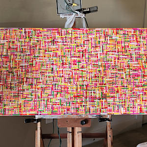 "Technicolor Grid" - Resin Mosaic Multilayer Artwork by Tana Hensley, Image 1.