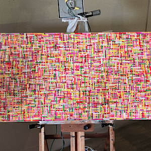 "Technicolor Grid" - Resin Mosaic Multilayer Artwork by Tana Hensley, Image 5.