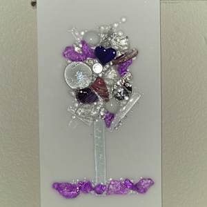 Resin Glass Abstract Tree in Purple, Voilet with Silver Leaf and Mirror Glass  6x12 by Tana Hensley, Image 1.
