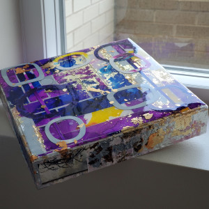 Abstract Collage Resin Art on Wood Panel in Layers of Resin by Tana Hensley 