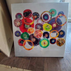 Abstract Resin Flower Collage Artwork on MDF Flat Panel 