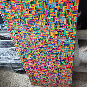 COLORFUL, BRIGHT, BOLD MOSAIC STYLE RESIN MULTILAYER COLLAGE ON GALLERY CRADLED WOOD PANEL by Tana Hensley 