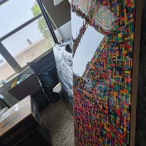 COLORFUL, BRIGHT, BOLD MOSAIC STYLE RESIN MULTILAYER COLLAGE ON GALLERY CRADLED WOOD PANEL by Tana Hensley 