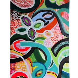 Abstract Mixed Media Acrylic+Inks Art on Wood Panel by Tana Hensley 