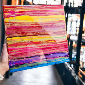 Bright, Bold, Colorful Abstract Resin Wall or Shelf Artwork on 12x12x1.5 inch Gallery Cradled Canvas by Tana Hensley 