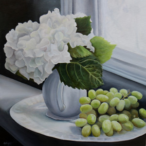 White Hydrangea with Green Grapes by Emma Knight