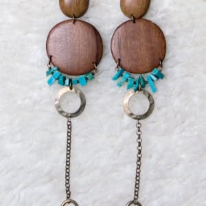 Earrings | Teak and turquoise