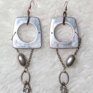 Earrings | Distressed metal with labradorite