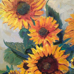 Sunflowers and Foo Dog by James Cobb 