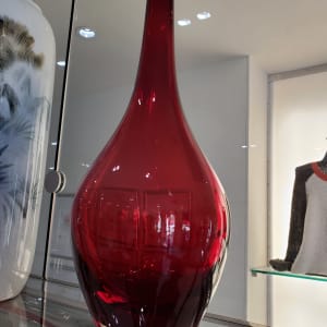 Thin Neck Red Glass Vase by Unknown 