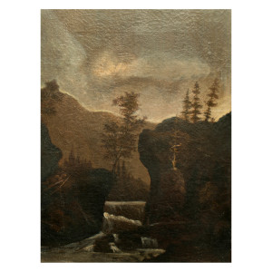 Landscape with Waterfall by J. A. Angus 