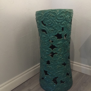 Exquisite Tall Antique Chinese Turquoise Ceramic Pillar by Unknown