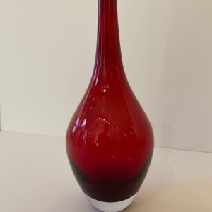 Thin Neck Red Glass Vase by Unknown 